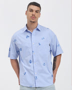 BluTee Striped Floral Embroidered Oversized
